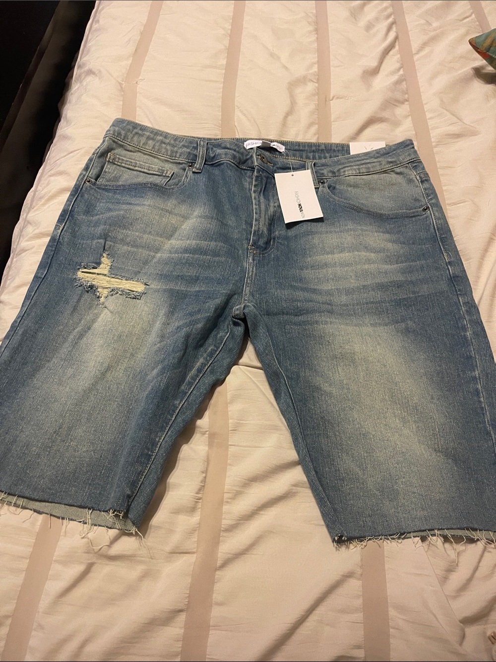 Fashion Nova Light Wash Distressed Denim Shorts